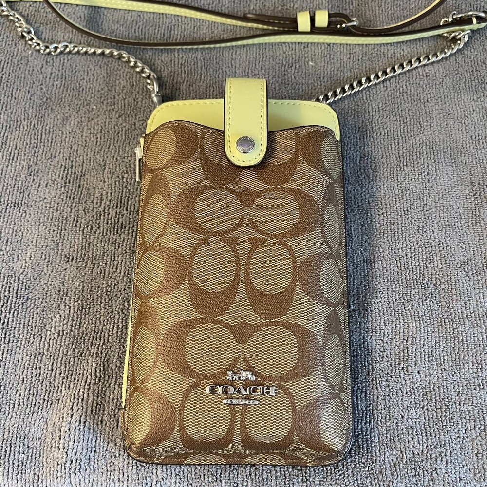 coach Phone Crossbody In Signature Canvas C7397